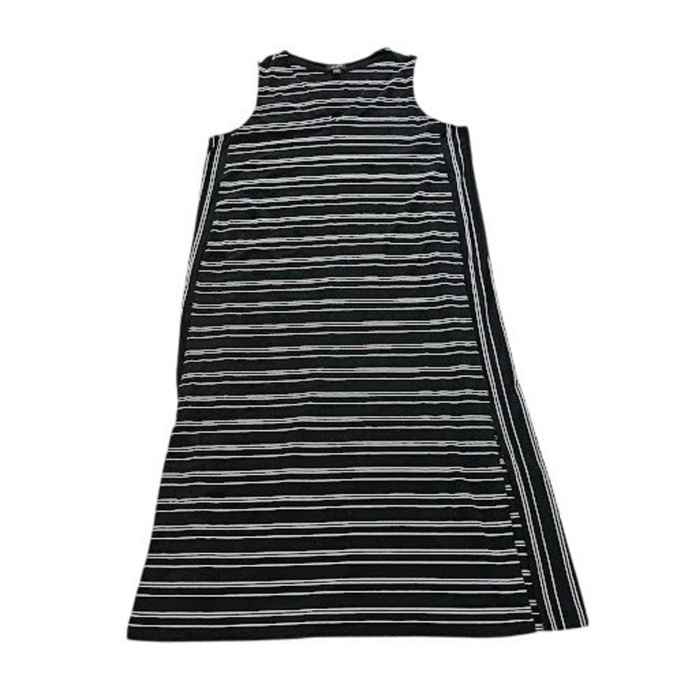 J. Jill Wearever Maxi Dress Black White Striped Sleeveless XL Petite V-Neck Slit